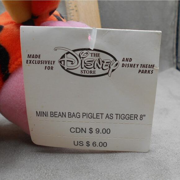 Disney 8" Piglet Dressed as Tigger Mini Bean Bag w/Tags Retired Plush Pooh - Picture 7 of 7
